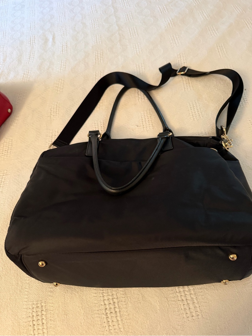 Lo & Sons The O.G. Travel & Laptop Tote Bag - Black Nylon with Gold Hardware
